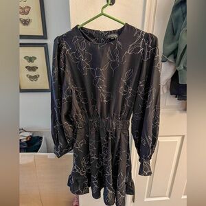 Kittenish Black and White Long Sleeve Dress